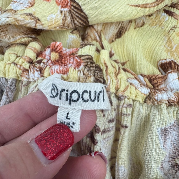 Ripcurl Dress Women Large Yellow Floral Spaghetti Straps Tropical 90s Cottage - Picture 7 of 10